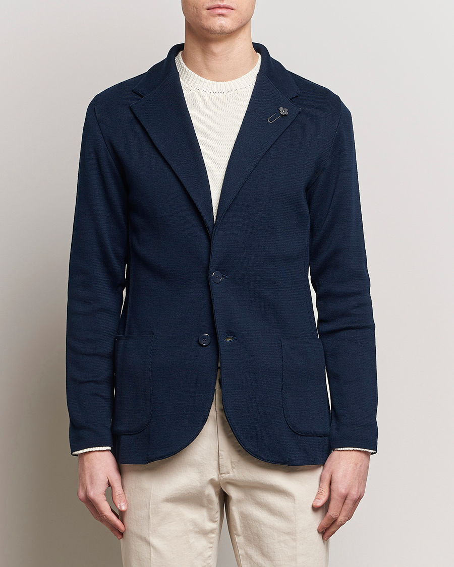 Uomini | Blazers | Lardini | Knitted Cotton Blazer Navy