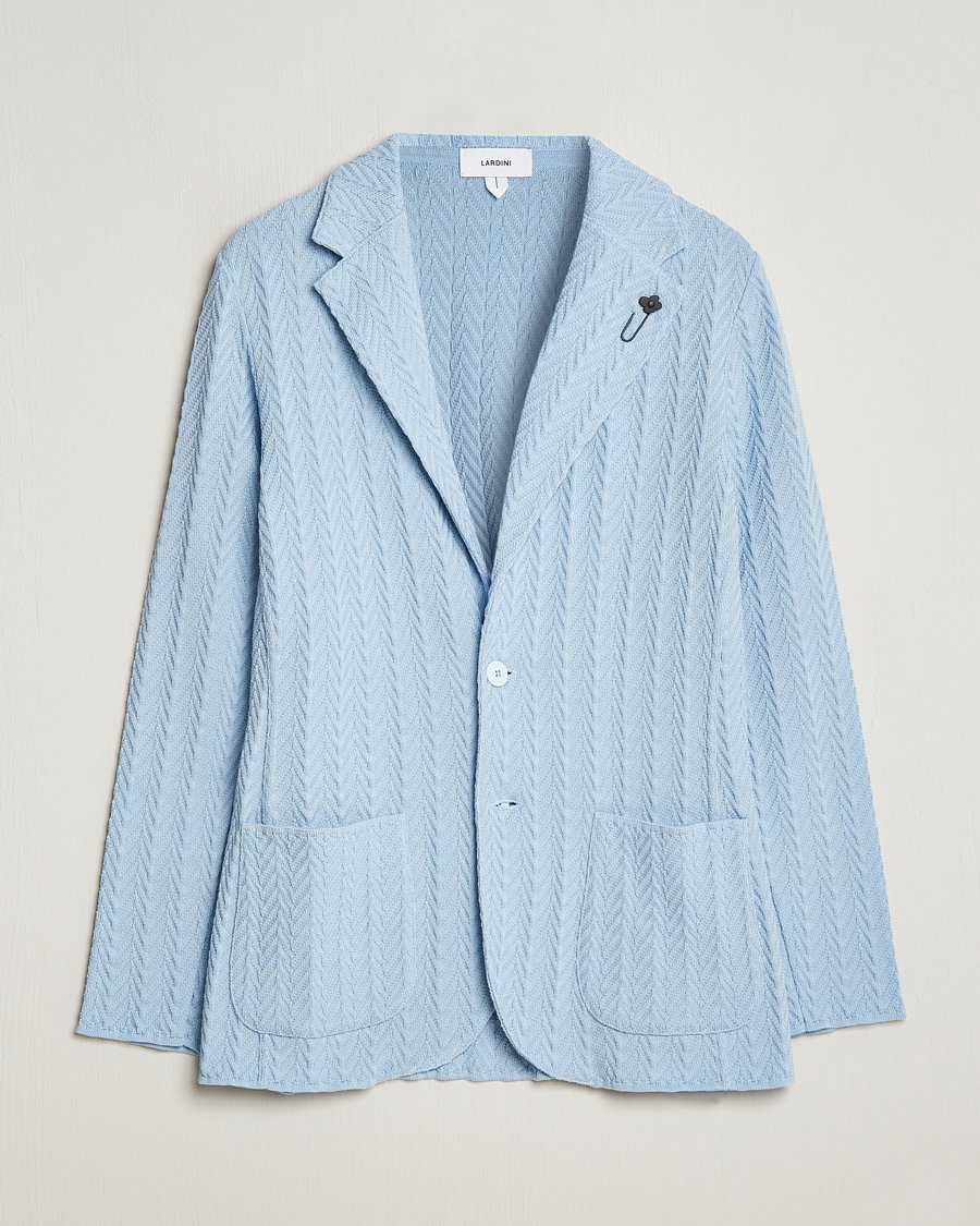 Uomini | Blazers | Lardini | Knitted Structure Cotton Blazer Light Blue