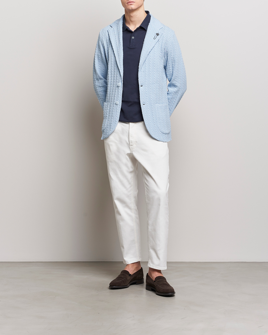 Uomini | Blazers | Lardini | Knitted Structure Cotton Blazer Light Blue