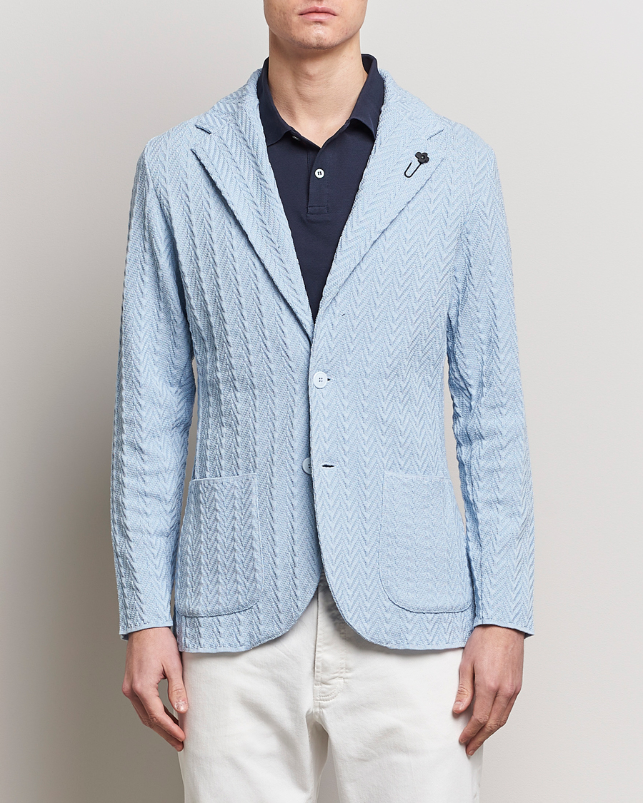 Uomini | Blazers | Lardini | Knitted Structure Cotton Blazer Light Blue