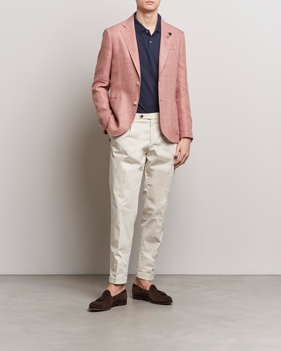 Uomini | Blazers | Lardini | Wool/Linen Patch Pocket Blazer Soft Red