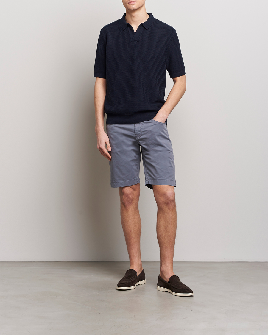 Uomini | Pantaloncini | Jacob Cohën | Nicolas Cotton Gabardine Shorts Blue Grey