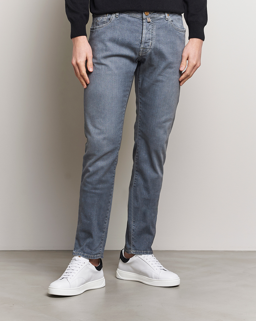 Uomini | Jeans | Jacob Cohën | Nick Naples Super Slim Stretch Jeans Light Grey