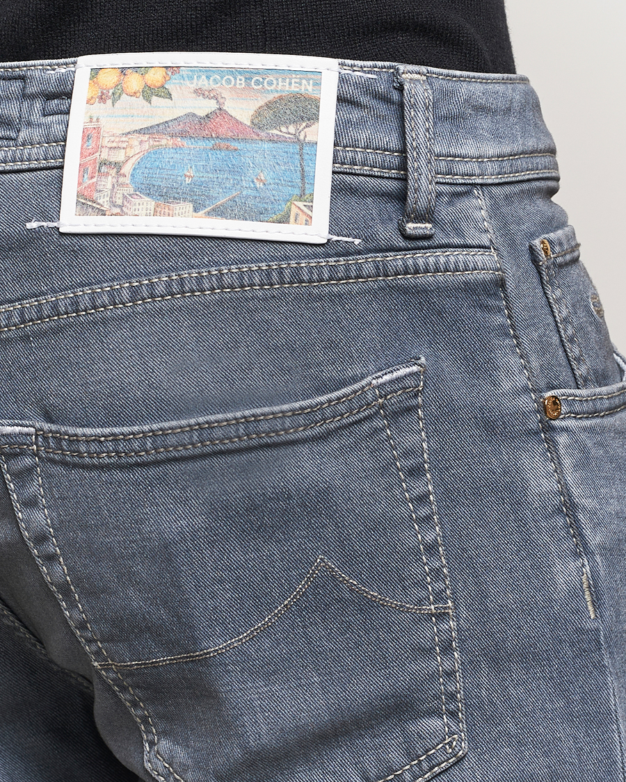 Uomini | Jeans | Jacob Cohën | Nick Naples Super Slim Stretch Jeans Light Grey