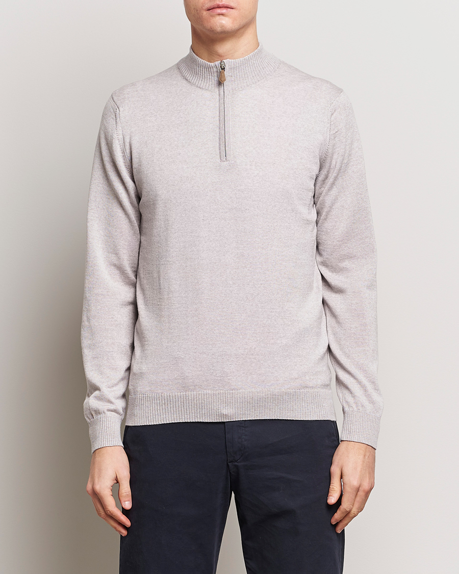 Uomini | Maglieria | Stenströms | Merino Wool Half Zip Beige