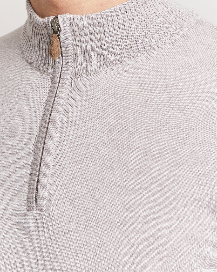Uomini | Maglieria | Stenströms | Merino Wool Half Zip Beige