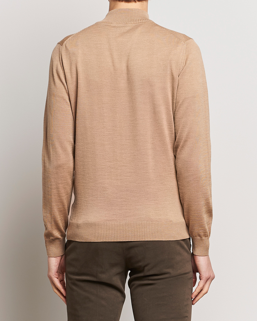 Uomini | Maglieria | Stenströms | Merino Wool Half Zip Sand