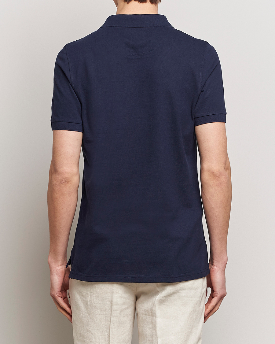 Uomini | Polo | Stenströms | Organic Cotton Piquet Polo Shirt Navy