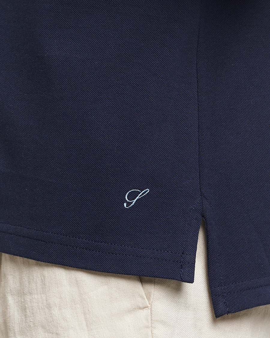 Uomini | Polo | Stenströms | Organic Cotton Piquet Polo Shirt Navy