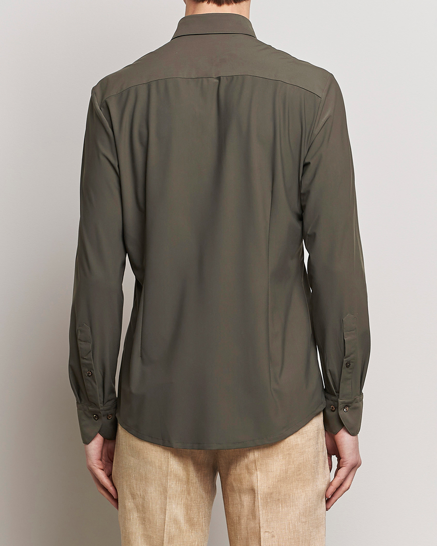 Uomini | Camicie | Stenströms | Slimline Cut Away 4-Way Stretch Shirt Dark Green