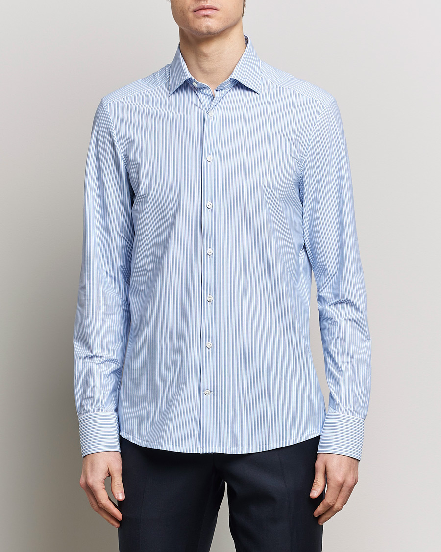 Uomini | Camicie | Stenströms | Slimline Striped Cut Away 4-Way Stretch Shirt Blue