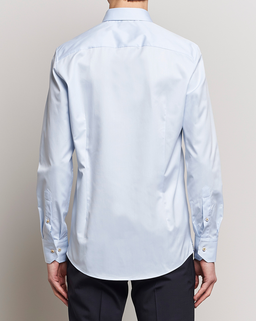 Uomini | Camicie | Stenströms | Slimline Cut Away Flower Contrast Shirt Light Blue