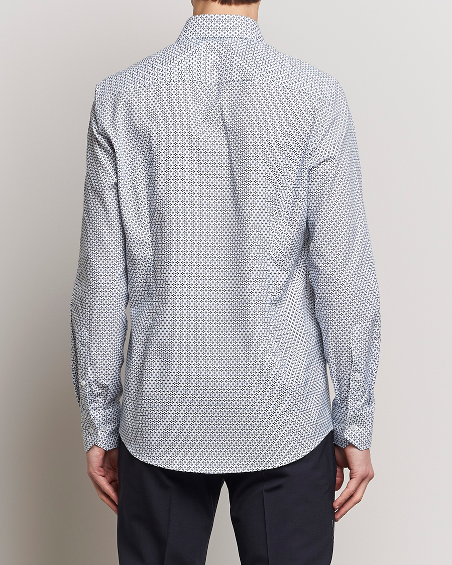 Uomini | Camicie | Stenströms | Slimline Cut Away All Over Print Shirt White