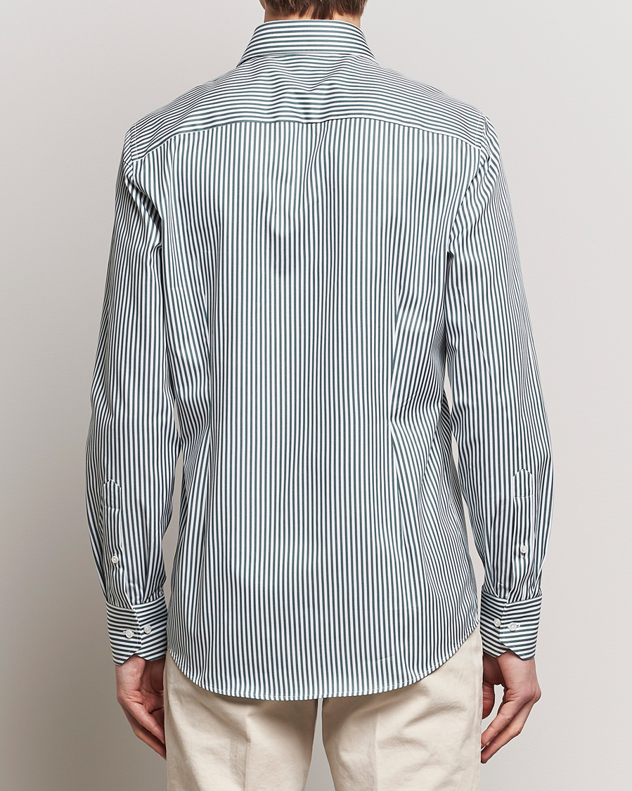 Uomini | Camicie | Stenströms | Slimline Cut Away Striped Shirt Green