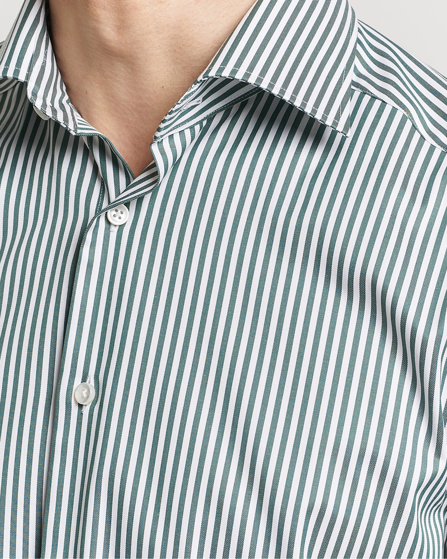 Uomini | Camicie | Stenströms | Slimline Cut Away Striped Shirt Green
