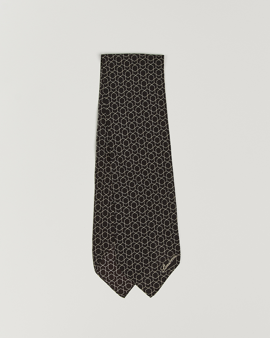 Uomini | Stenströms Silk Printed Ascot Brown | Stenströms | Silk Printed Ascot Brown