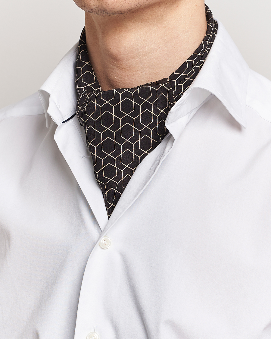 Uomini | Stenströms Silk Printed Ascot Brown | Stenströms | Silk Printed Ascot Brown