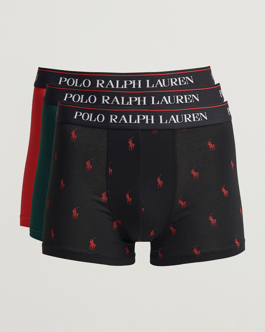 Uomini | Biancheria intima | Polo Ralph Lauren | 3-Pack Cotton Stretch Trunk Red/Black PP/Hunter Green