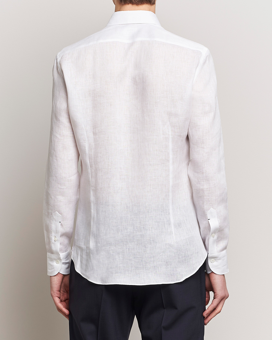 Uomini | Camicie | Mazzarelli | Soft Linen Cut Away Shirt White