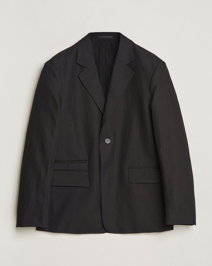 Uomini | Blazers | Lanvin | Deconstructed Cotton/Linen Blazer Black