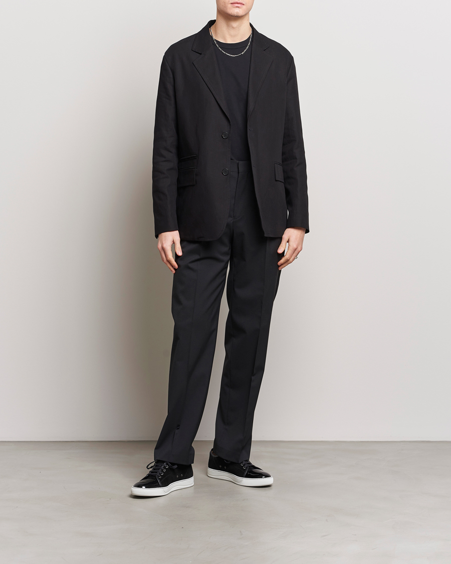 Uomini | Blazers | Lanvin | Deconstructed Cotton/Linen Blazer Black