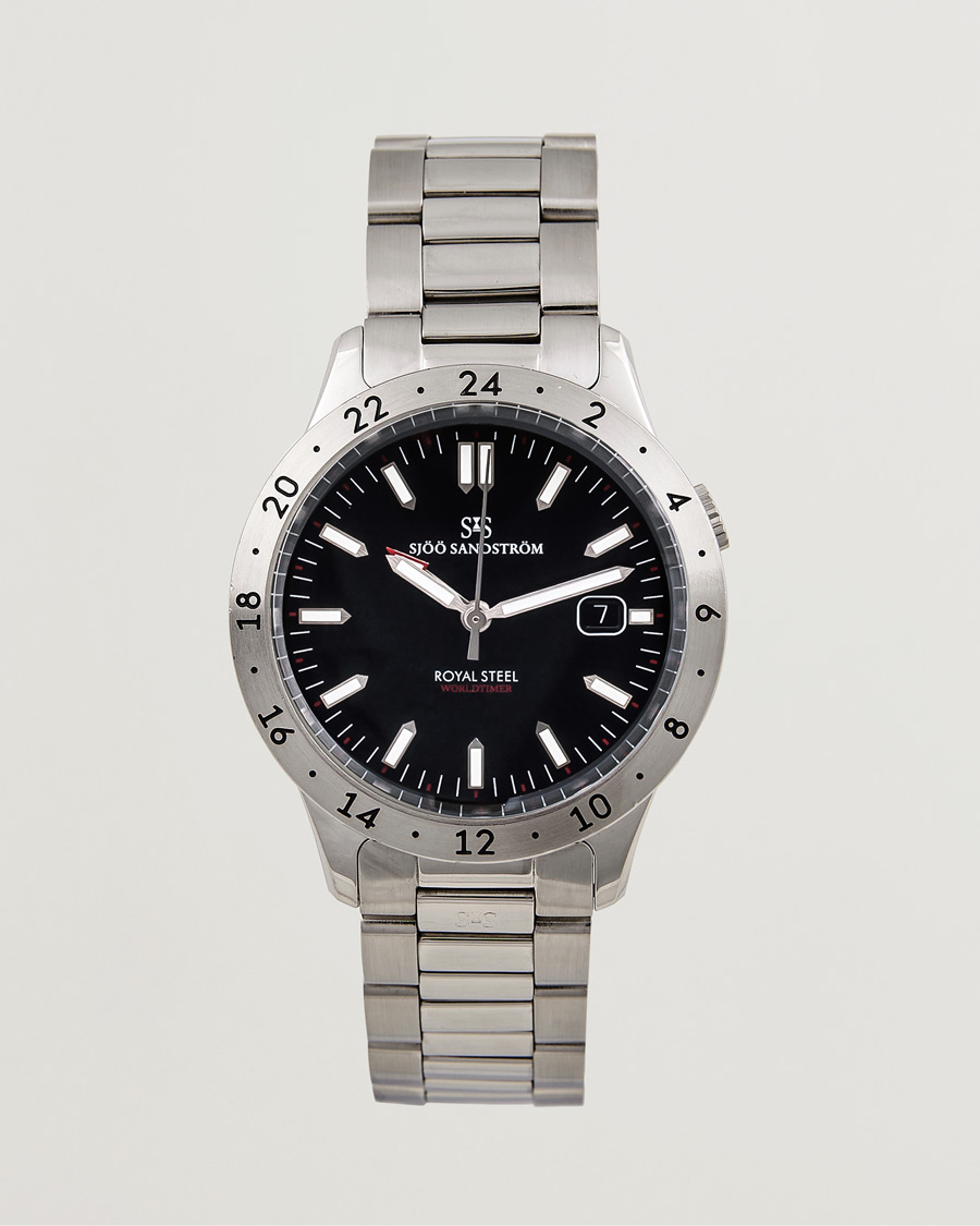 Uomini | Sjöö Sandström Pre-Owned Royal Steel Worldstimer 41mm SS-1841-WT Silver | Sjöö Sandström Pre-Owned | Royal Steel Worldstimer 41mm SS-1841-WT Silver