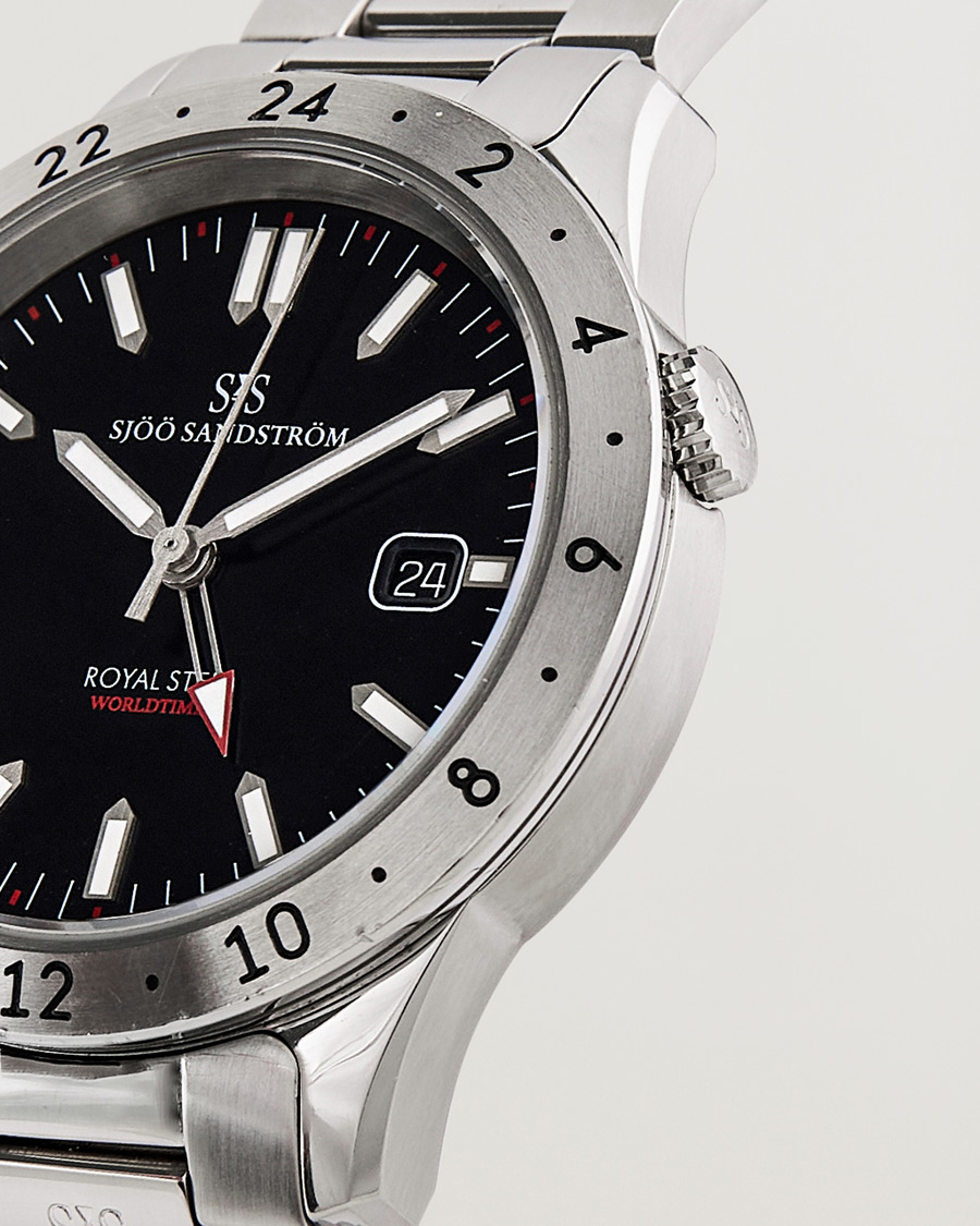 Uomini | Sjöö Sandström Pre-Owned Royal Steel Worldstimer 41mm SS-1841-WT Silver | Sjöö Sandström Pre-Owned | Royal Steel Worldstimer 41mm SS-1841-WT Silver