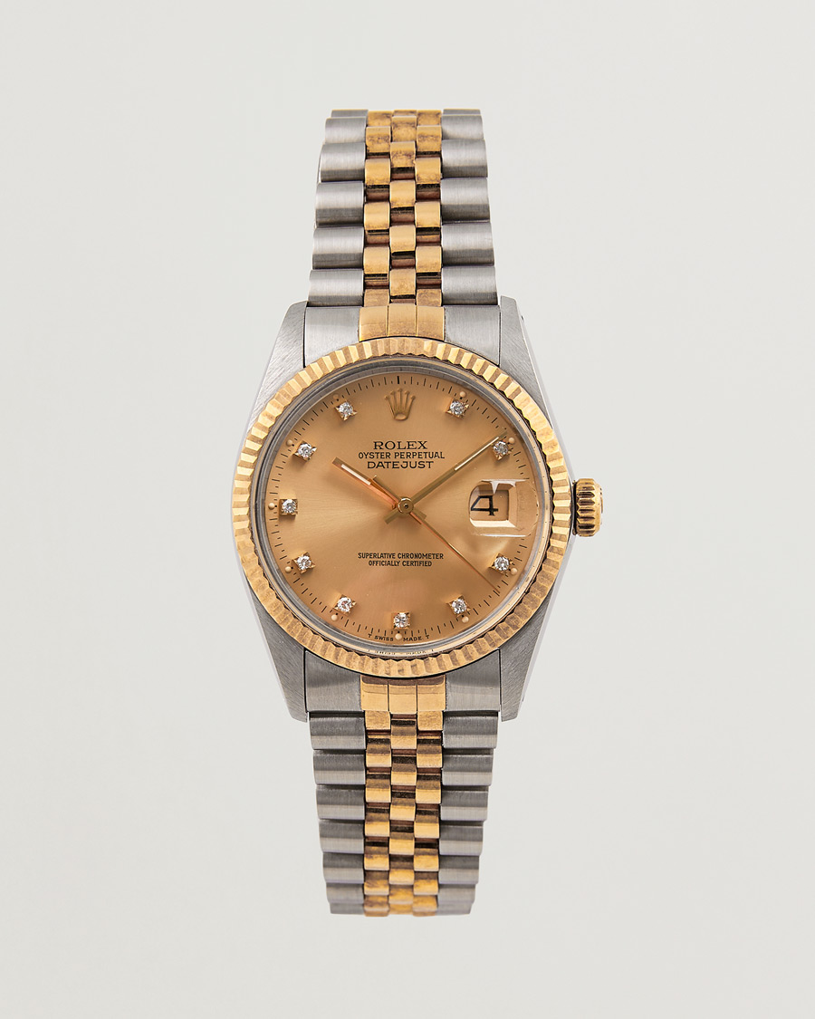 Uomini | Rolex Pre-Owned Datejust 16013 Diamond Dial Silver | Rolex Pre-Owned | Datejust 16013 Diamond Dial Silver