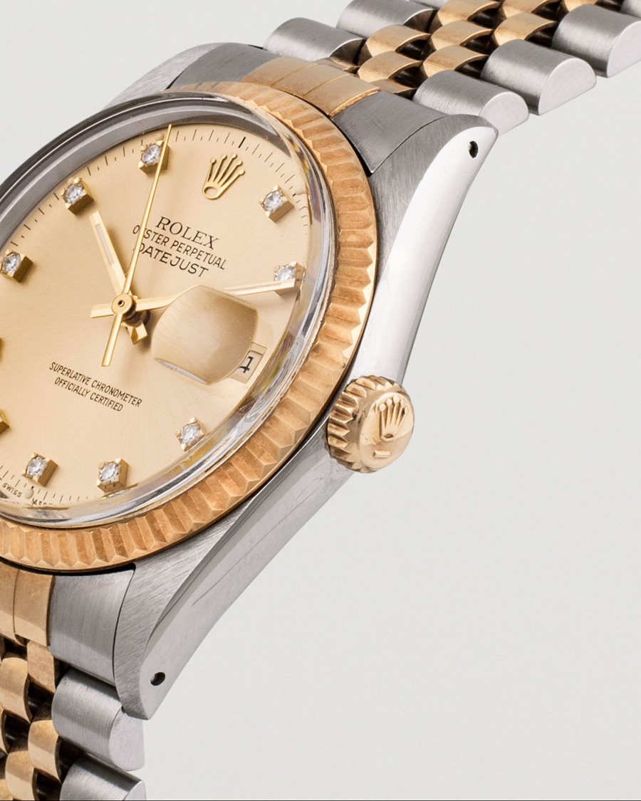 Uomini | Rolex Pre-Owned Datejust 16013 Diamond Dial Silver | Rolex Pre-Owned | Datejust 16013 Diamond Dial Silver