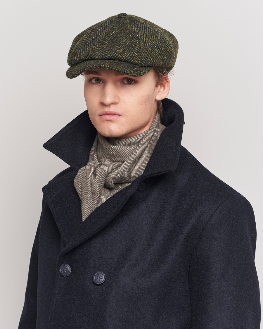Uomini | Cappelli & Berretti | Wigéns | Newsboy Retro Donegal Wool Dark Green