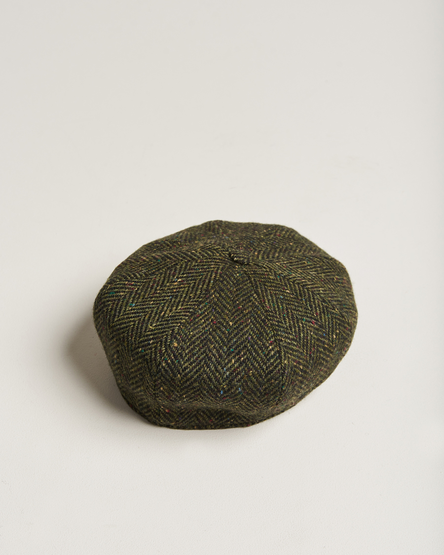 Uomini | Cappelli & Berretti | Wigéns | Newsboy Retro Donegal Wool Dark Green