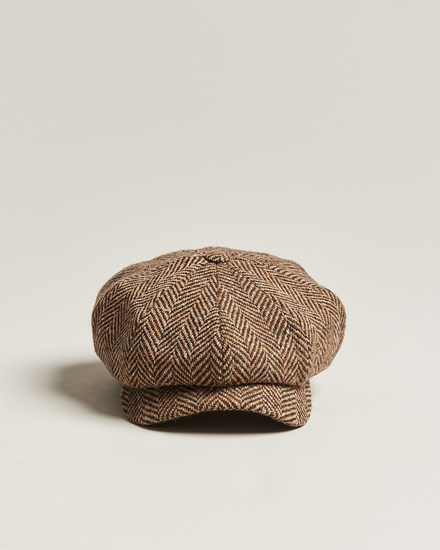 Uomini | Cappelli & Berretti | Wigéns | Newsboy Retro Donegal Wool Light Brown