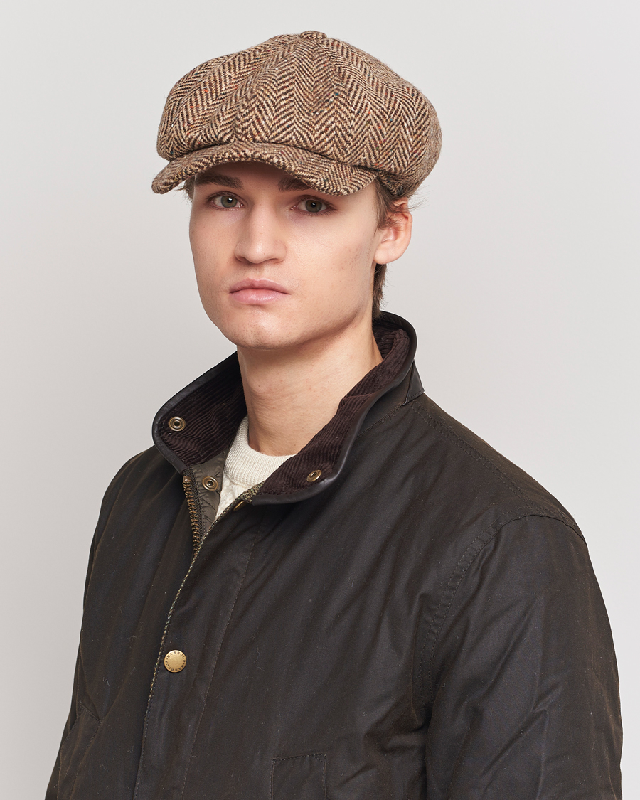 Uomini | Cappelli & Berretti | Wigéns | Newsboy Retro Donegal Wool Light Brown
