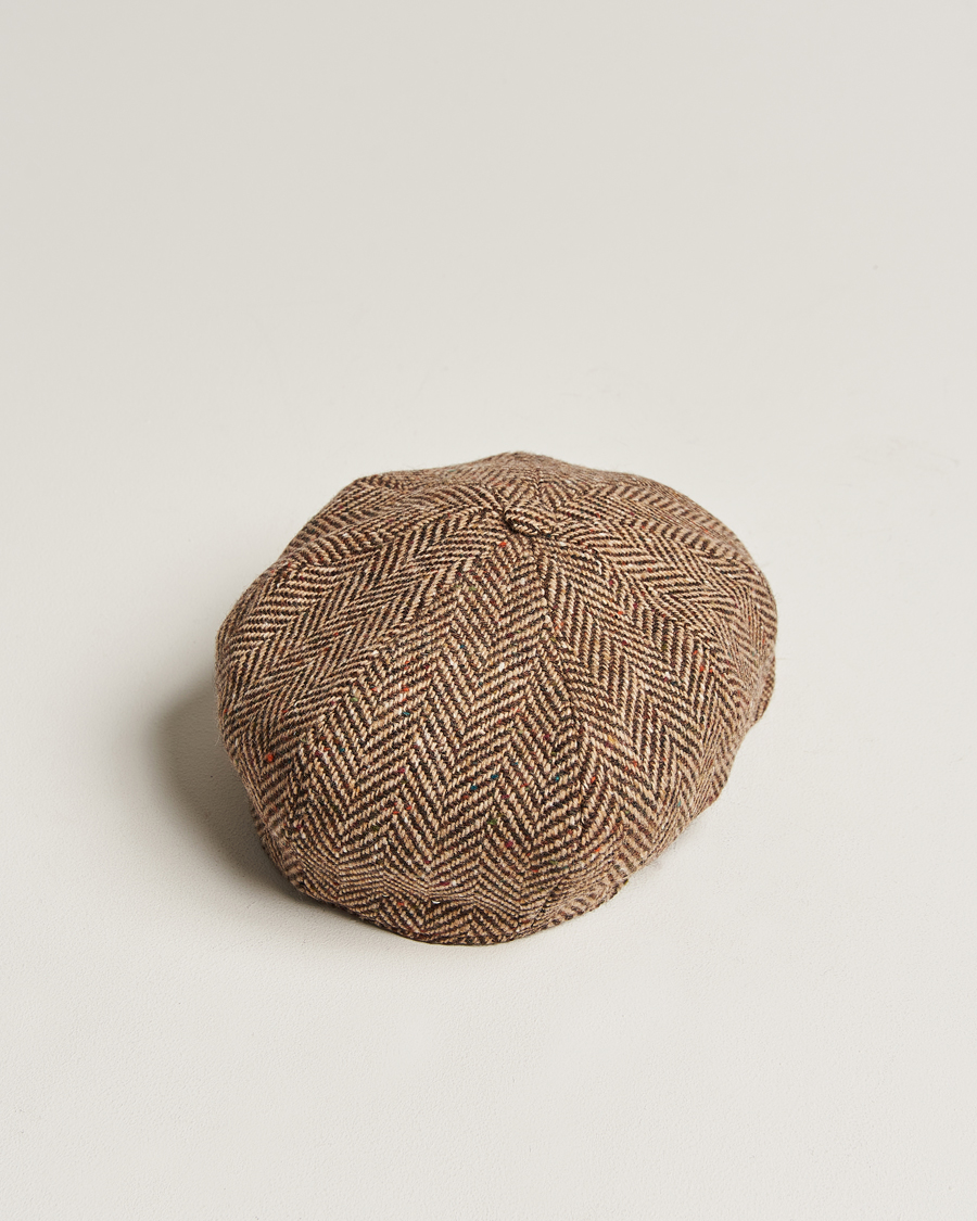 Uomini | Cappelli & Berretti | Wigéns | Newsboy Retro Donegal Wool Light Brown