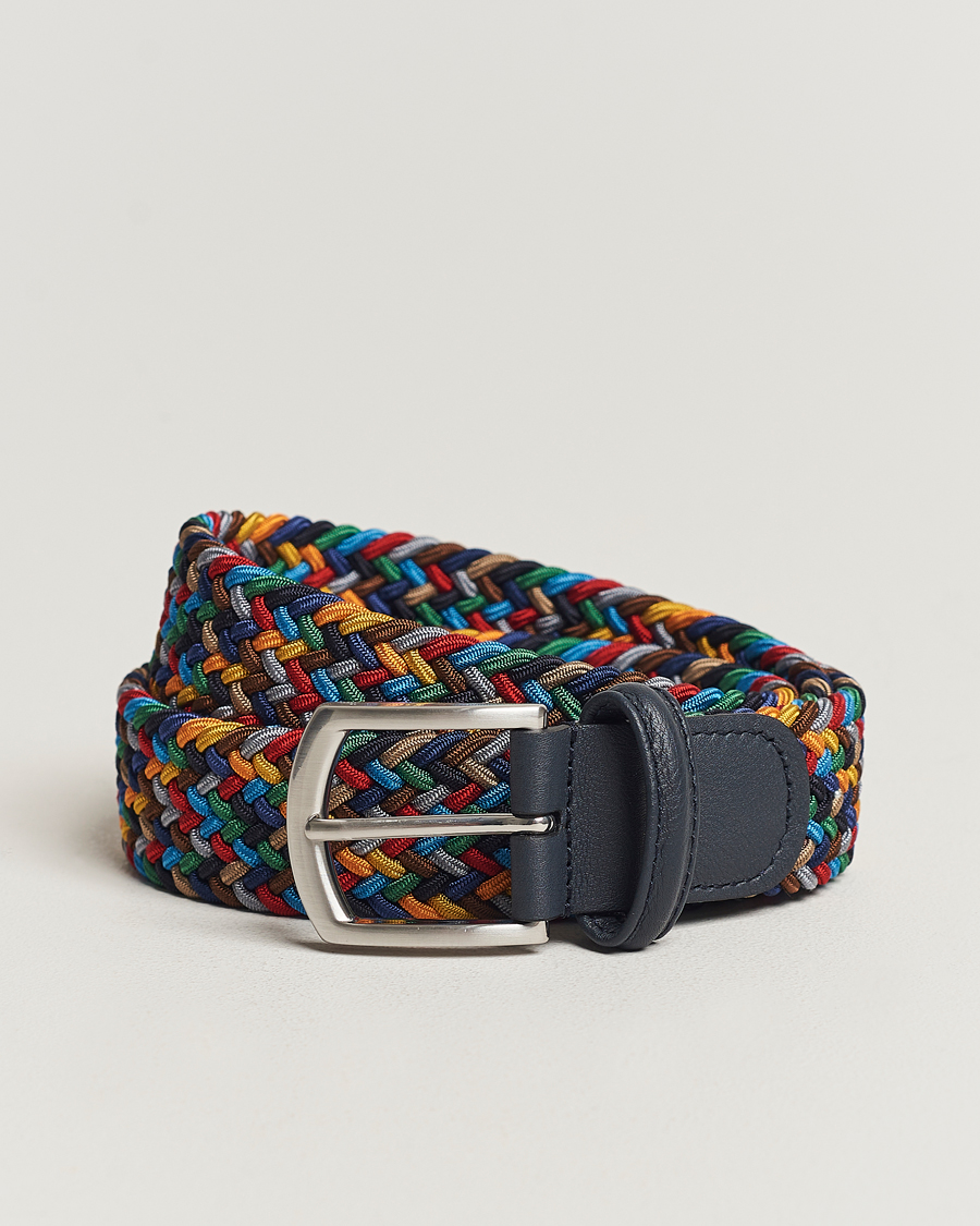 Uomini | Cinture | Anderson's | Stretch Woven 3,5 cm Belt Dark Multi