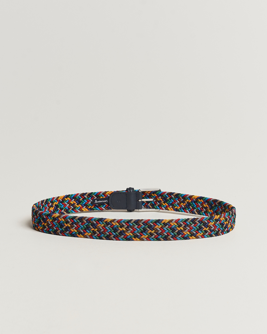 Uomini | Cinture | Anderson's | Stretch Woven 3,5 cm Belt Dark Multi