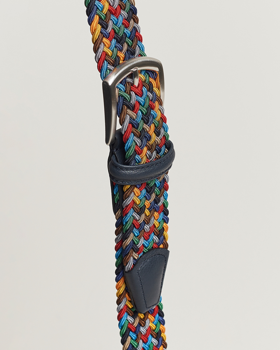 Uomini | Cinture | Anderson's | Stretch Woven 3,5 cm Belt Dark Multi
