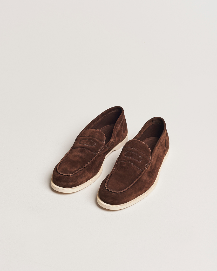 Uomini | Mocassini | John Lobb | Pace Summer Loafer Dark Brown Suede
