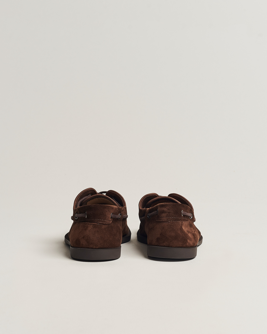 Uomini | John Lobb Foil Boat Shoe Dark Brown/Cognac Suede | John Lobb | Foil Boat Shoe Dark Brown/Cognac Suede