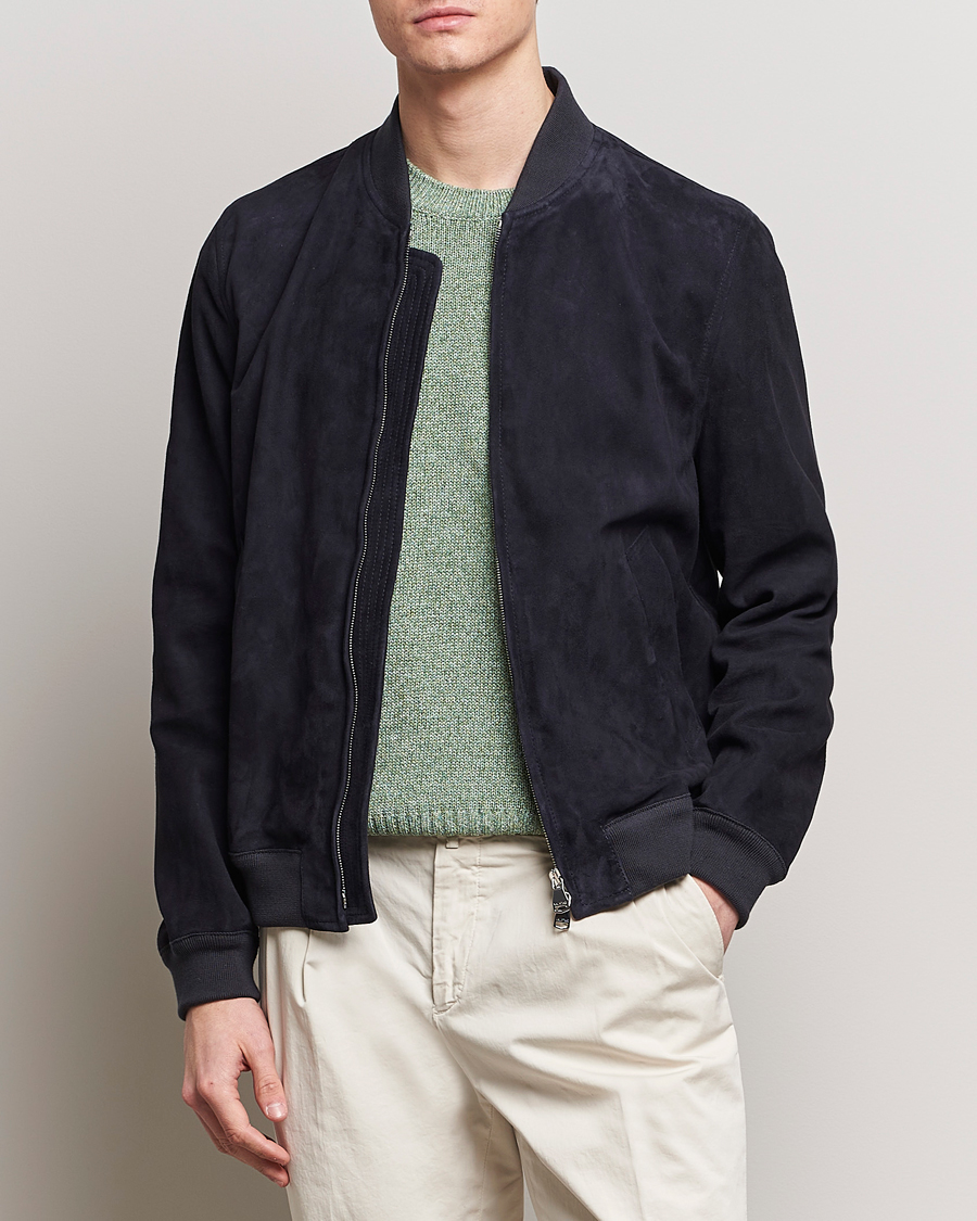 Uomini | Giacche | Valstar | Zip Suede Jacket Navy