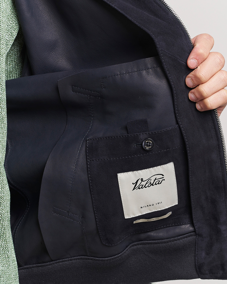 Uomini | Giacche | Valstar | Zip Suede Jacket Navy