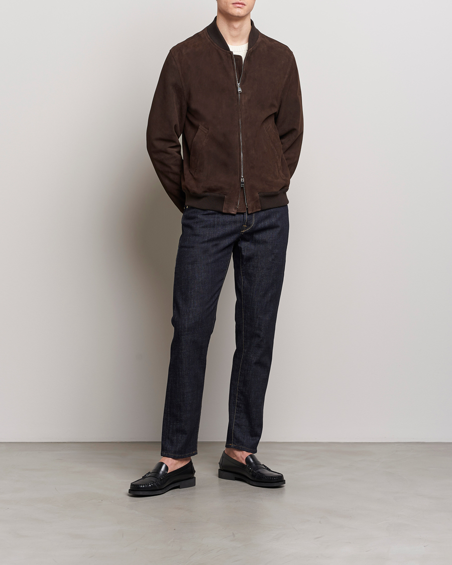 Uomini | Giacche | Valstar | Zip Suede Jacket Dark Brown