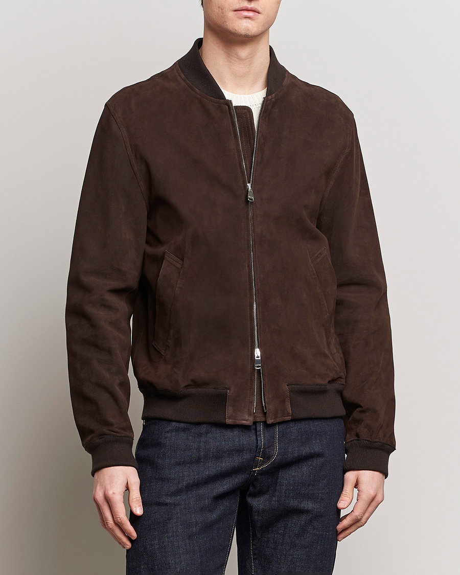 Uomini | Giacche | Valstar | Zip Suede Jacket Dark Brown