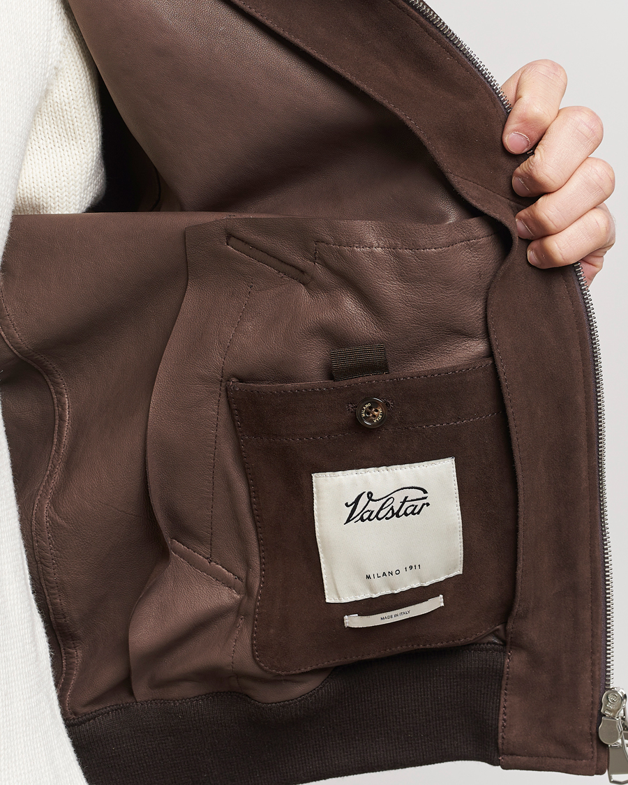 Uomini | Giacche | Valstar | Zip Suede Jacket Dark Brown