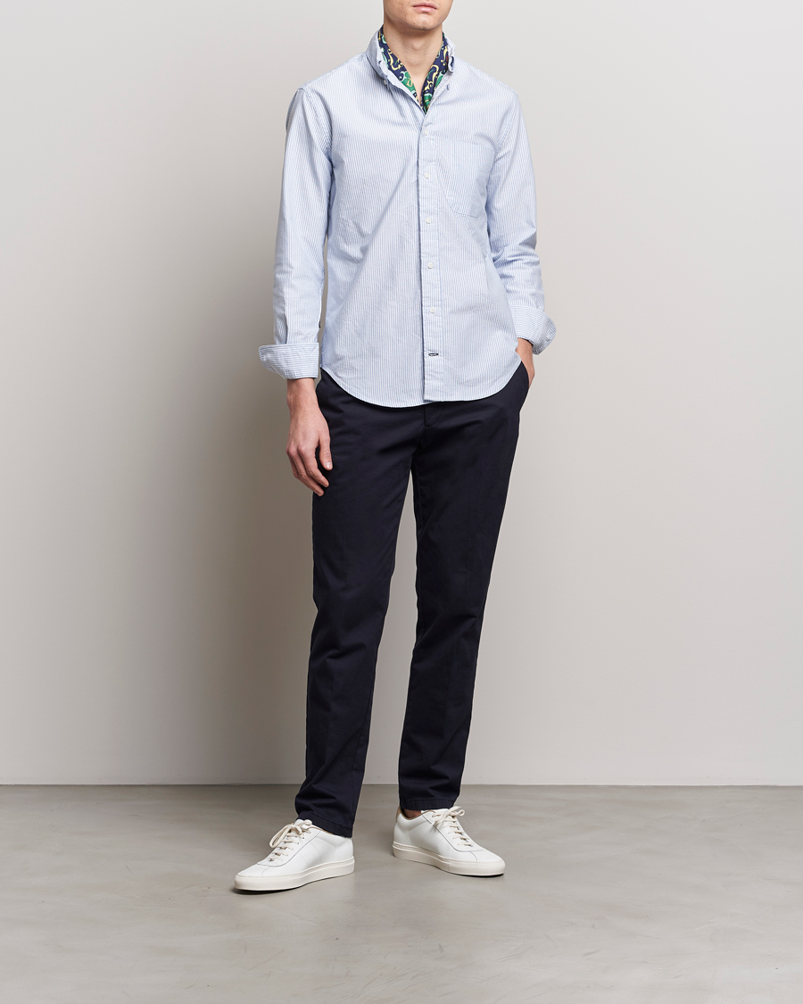 Uomini | Camicie | Gitman Vintage | Button Down Oxford Shirt Blue Stripe