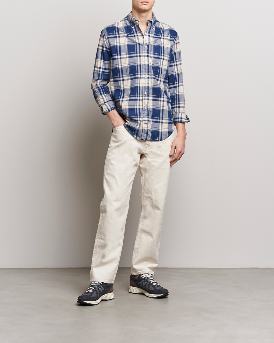 Uomini | Camicie | Gitman Vintage | Button Down Madras Shirt Blue Check