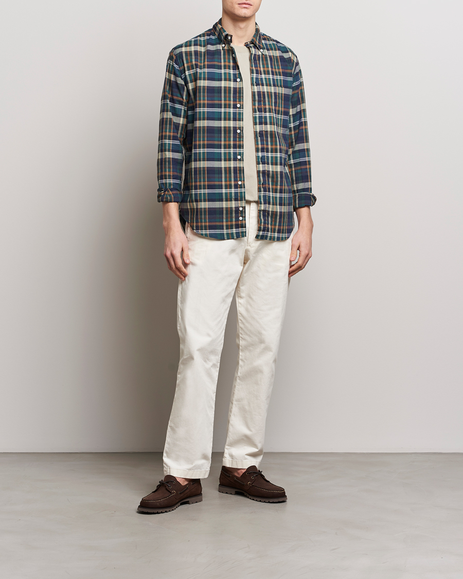 Uomini | Camicie | Gitman Vintage | Button Down Madras Shirt Green Check