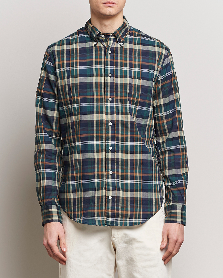 Uomini | Camicie | Gitman Vintage | Button Down Madras Shirt Green Check