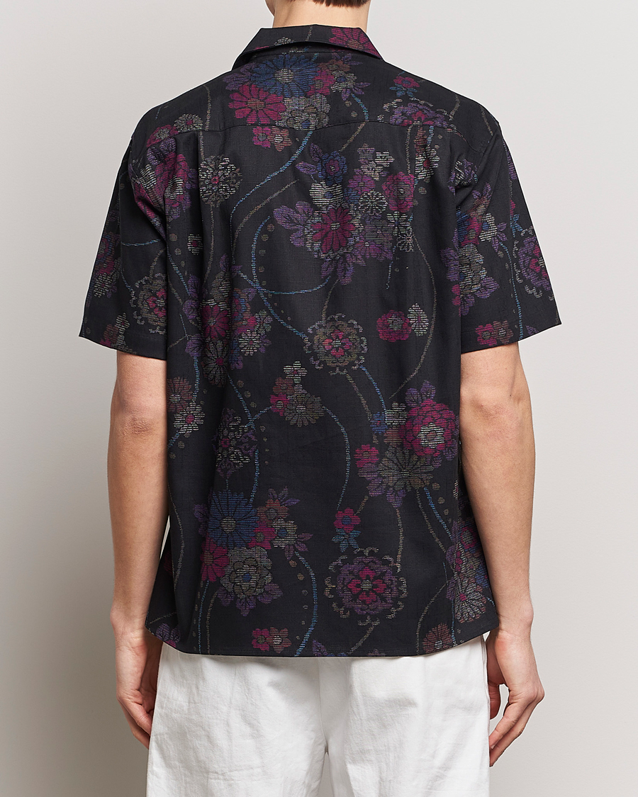 Uomini | Camicie | Gitman Vintage | Japanese Floral Jacquard Camp Shirt Black