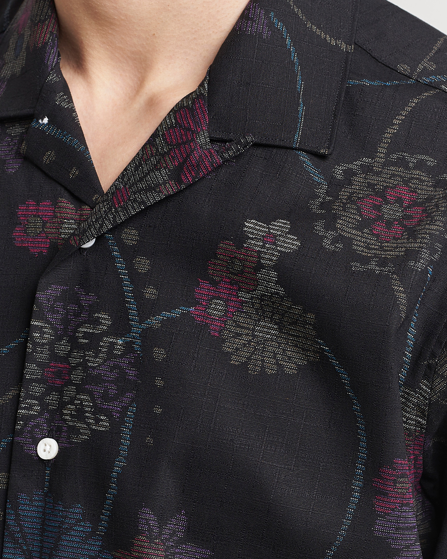 Uomini | Camicie | Gitman Vintage | Japanese Floral Jacquard Camp Shirt Black